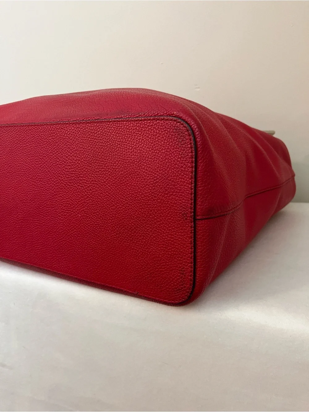 Michael Kors Pebbled Red Leather Tote/Laptop Bag with Silver Hardware